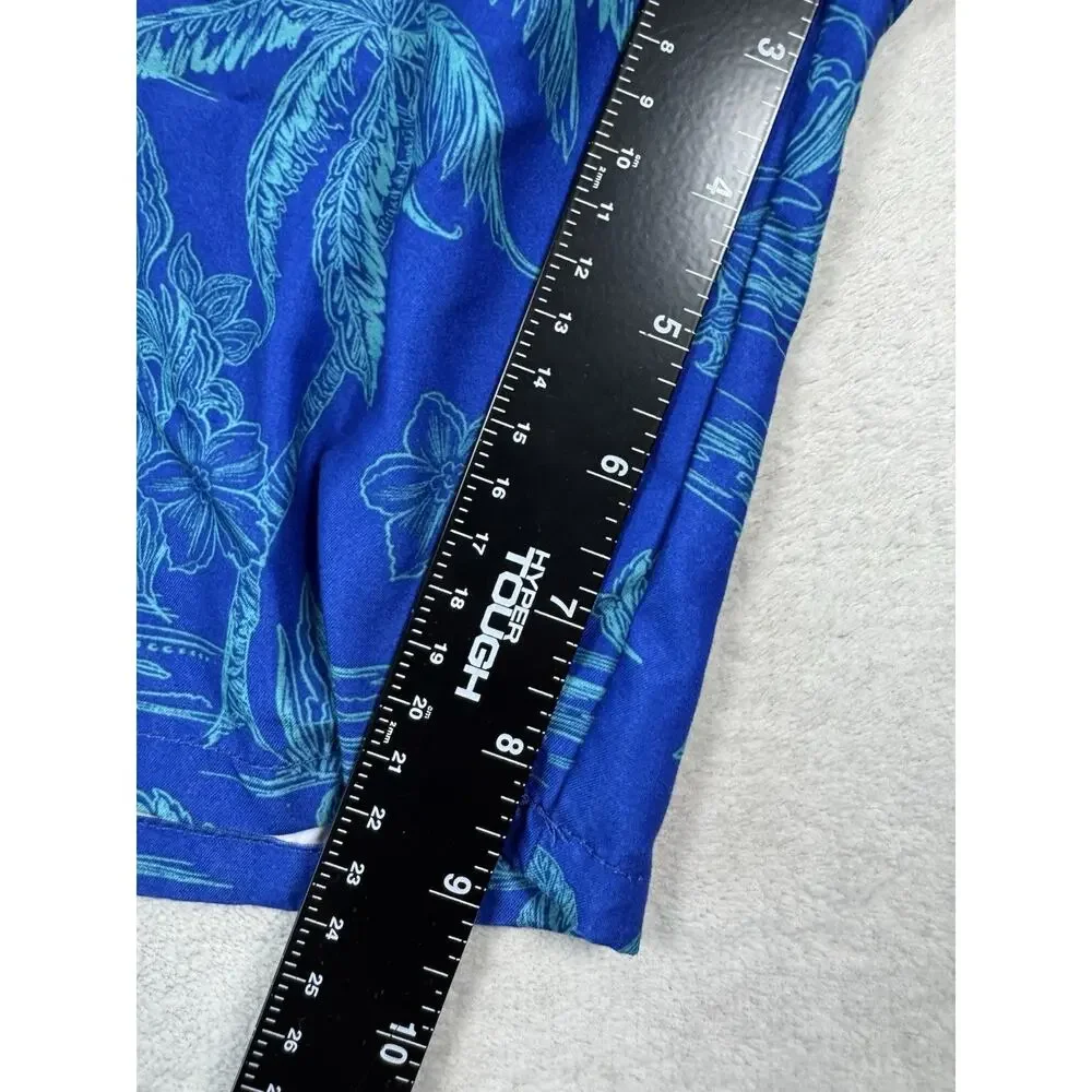 Outdoor Oasis Boys Husky 10/12 Blue Tropical Palm Swim Trunks Cargo